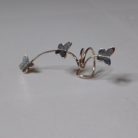 925 Silver Butterfly Single Ear Cuff (Right Ear) - Picture 5 of 11